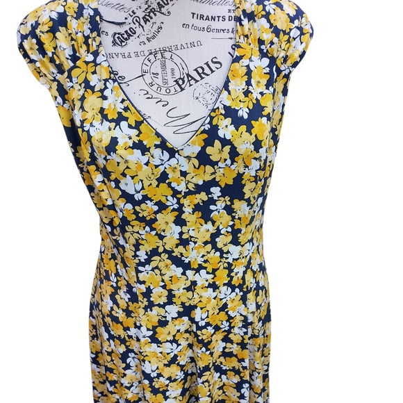 London Times Yellow Flutter Sleeve Midi Dress - Picture 2 of 6